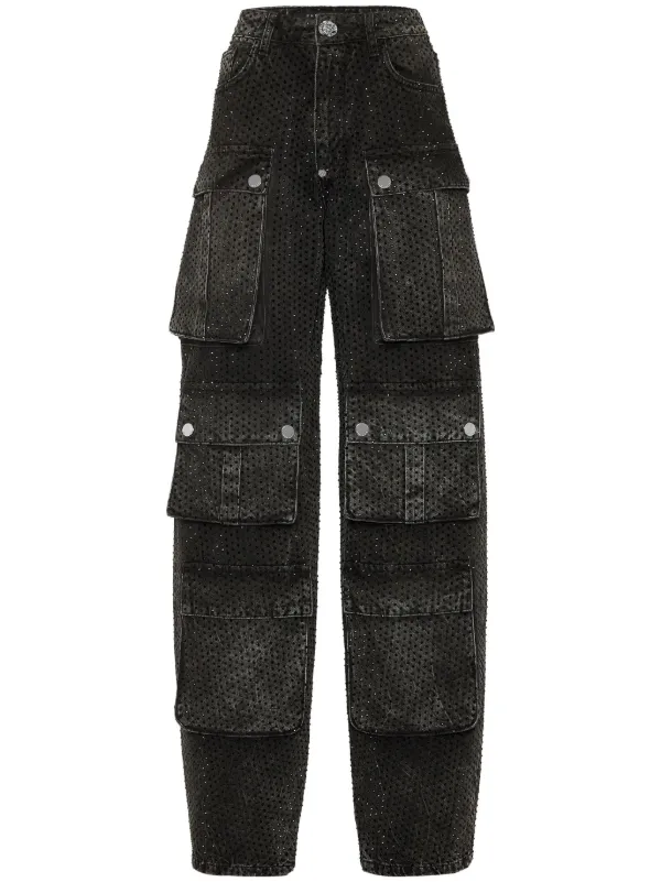 Philipp Plein Embellished Cargo Jeans Black FARFETCH IN