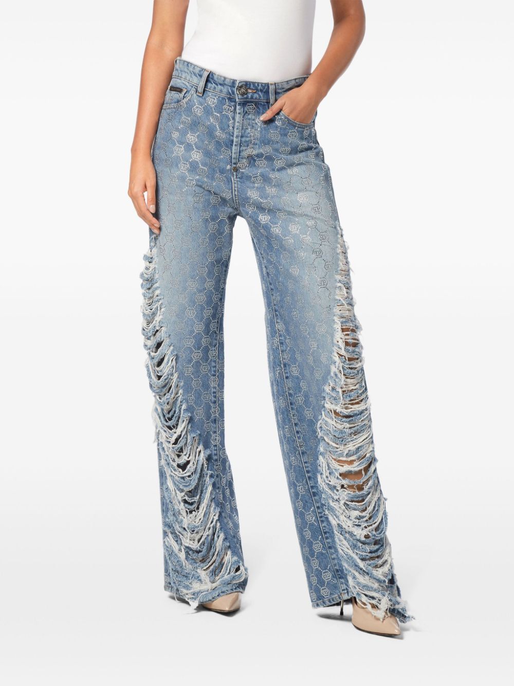 Philipp Plein monogram strass jeans Women