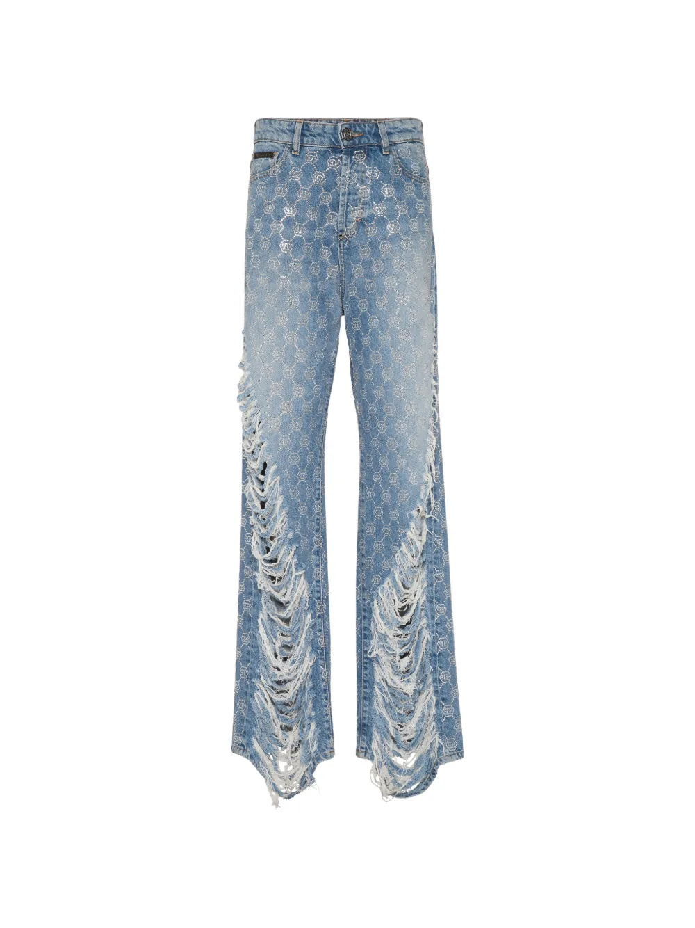 Philipp Plein Jeans met stras monogram Blauw