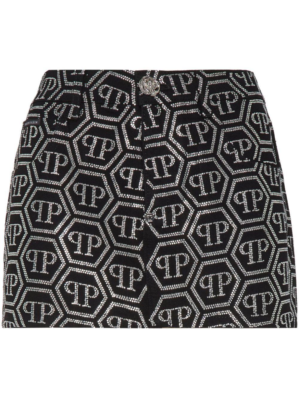 Philipp Plein monogram denim skirt – Black