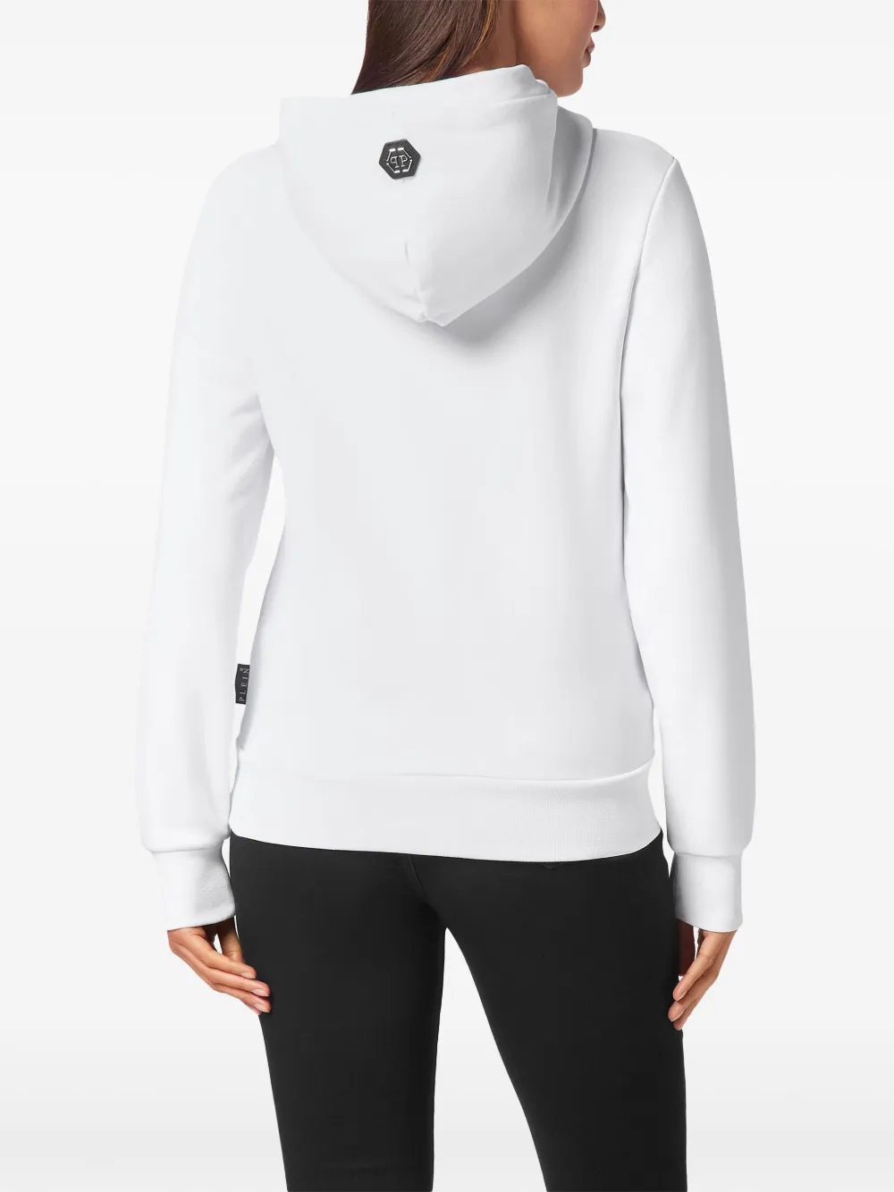 Philipp Plein Hoodie verfraaid met stras en teddybeerpatroon Wit