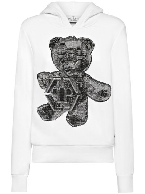 Philipp Plein rhinestone-embellished teddy bear-motif hoodie Women