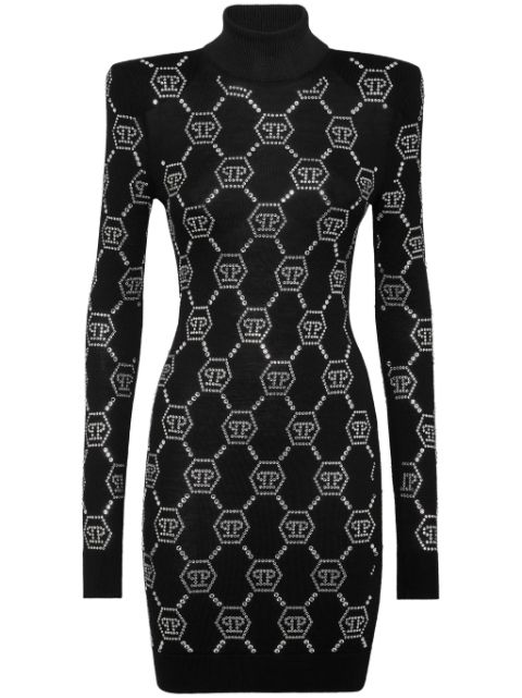 Philipp Plein crystal-embellished monogrammed mini dress Women