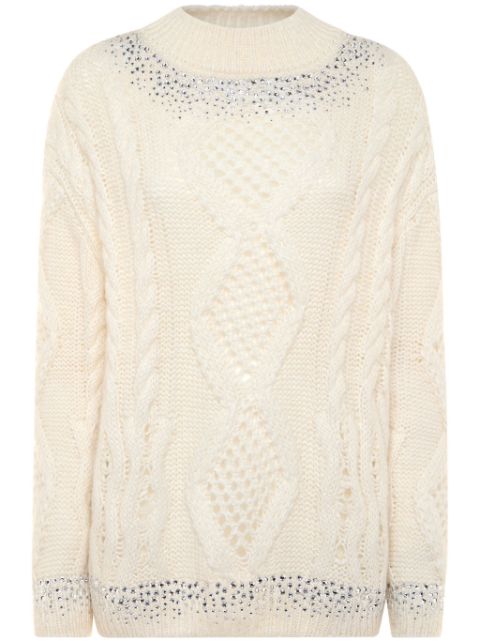 Philipp Plein rhinestone-embellished cable-knit sweater Women