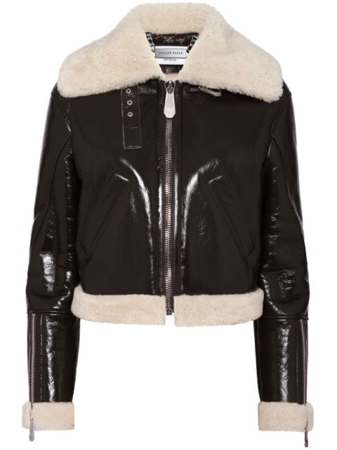 Philipp Plein shearling-trim cropped jacket Women