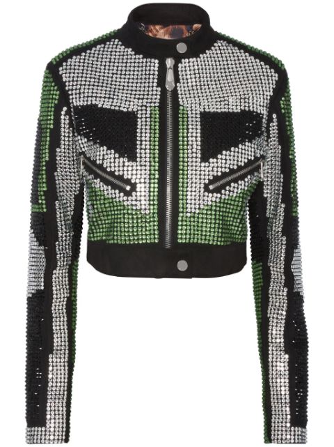 Philipp Plein strass cropped biker jacket Women