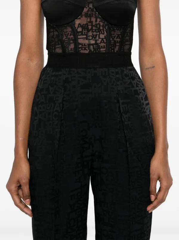 Elisabetta Franchi logo jacquard Pleated Jumpsuit Black FARFETCH AE