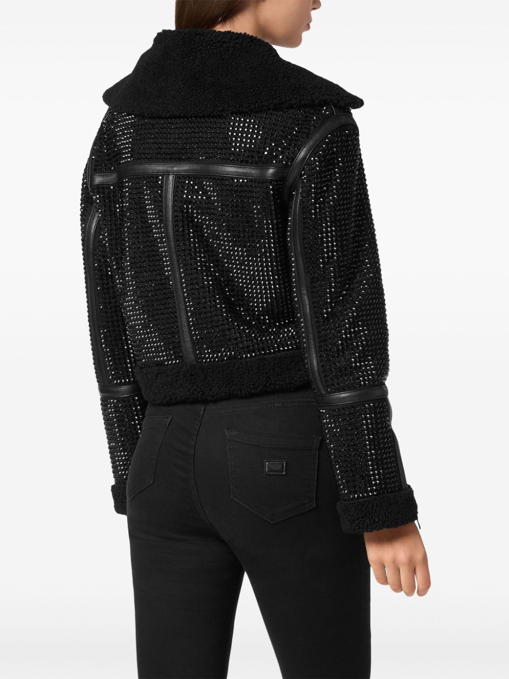 Philipp Plein crystal shearling jacket Women