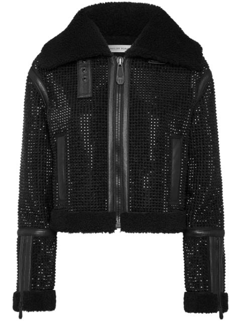 Philipp Plein crystal shearling jacket Women