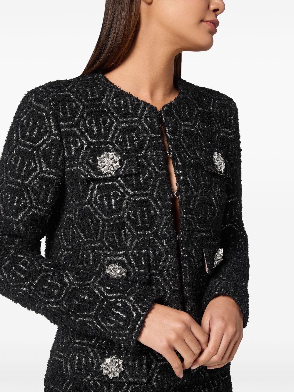 Philipp Plein monogram tweed jacket Women