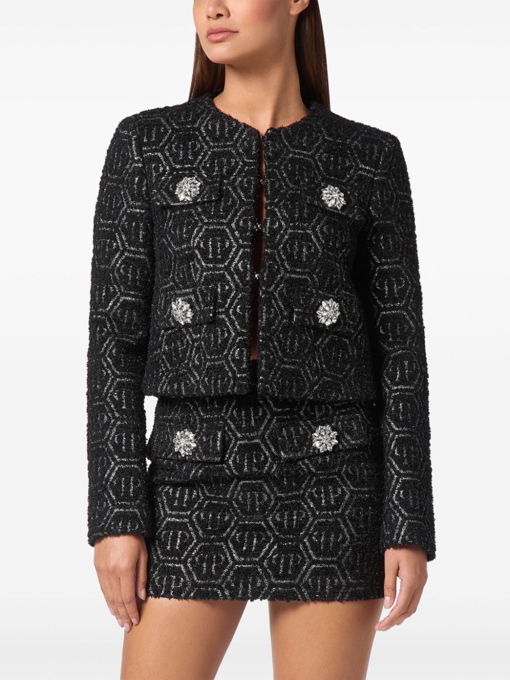 Philipp Plein monogram tweed jacket Women