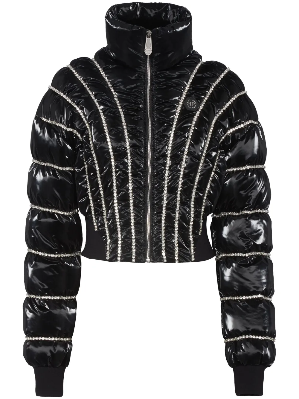 Philipp Plein Crystal-embellished Padded Jacket In Black