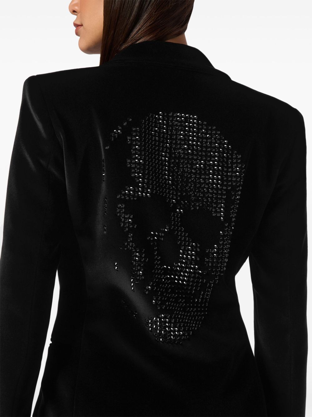 Philipp Plein skull-applique velvet blazer Women