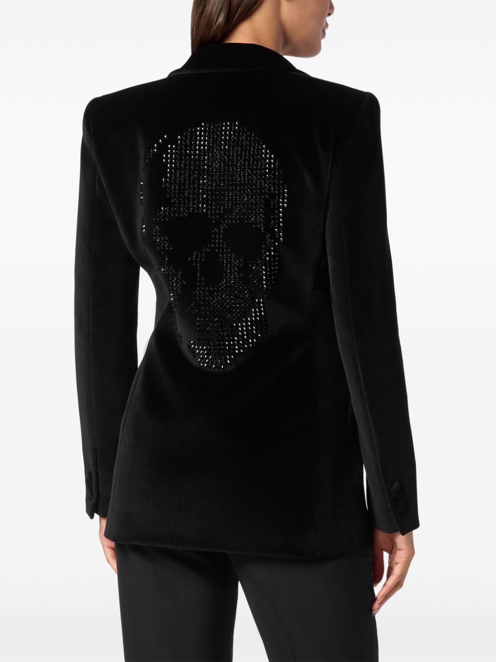 Philipp Plein skull-applique velvet blazer Women