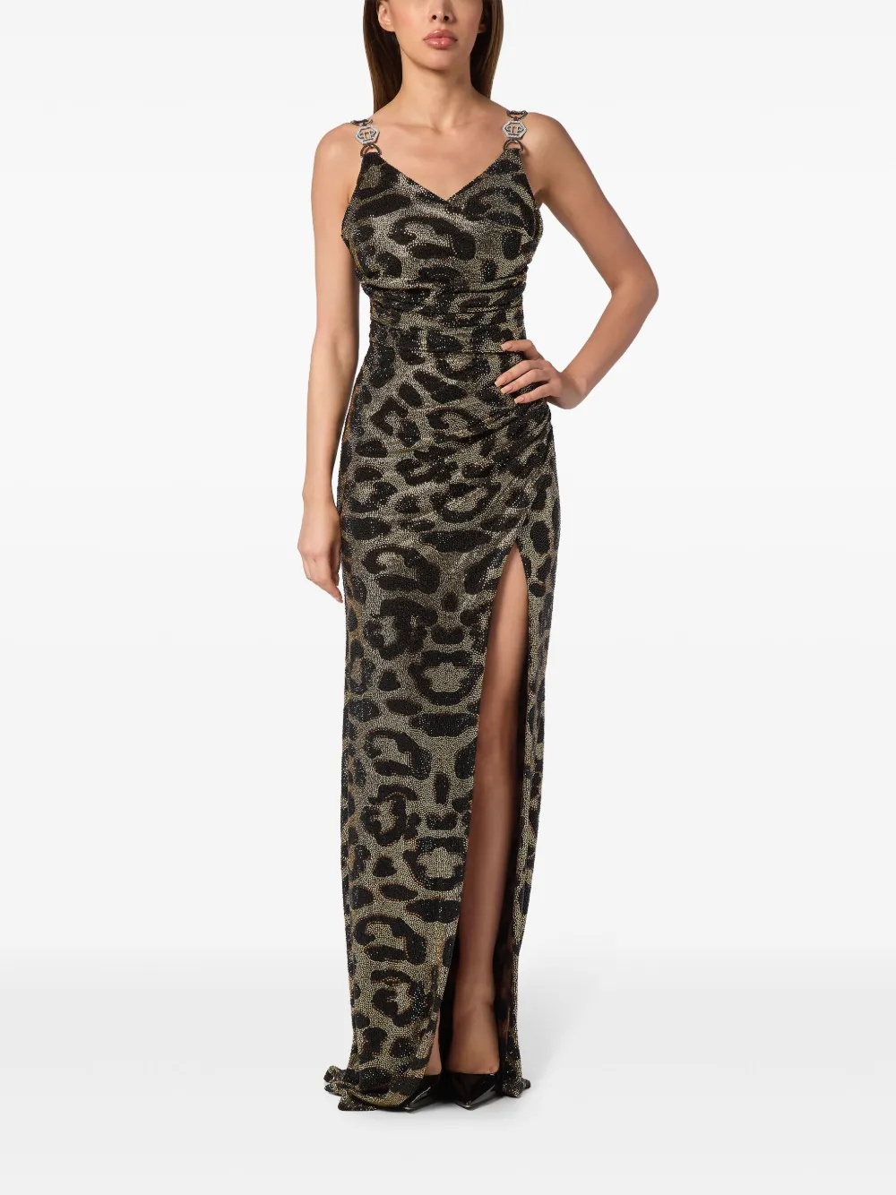 Philipp Plein Maxi-jurk met luipaardprint - Bruin