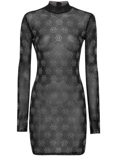 Philipp Plein monogram tulle dress Women