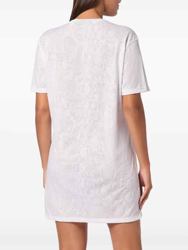 Clothing Philipp Plein T Shirt Dress Round Neck T-Shirt Skull Strass