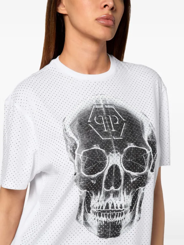 Philipp Plein Skull Rhinestone T-shirt White FARFETCH PH