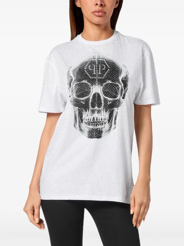 Philipp Plein Skull Rhinestone T-shirt | White | FARFETCH