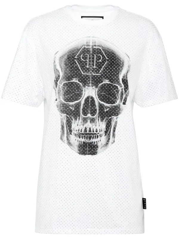 Philipp Plein Skull Rhinestone T-shirt White FARFETCH IN