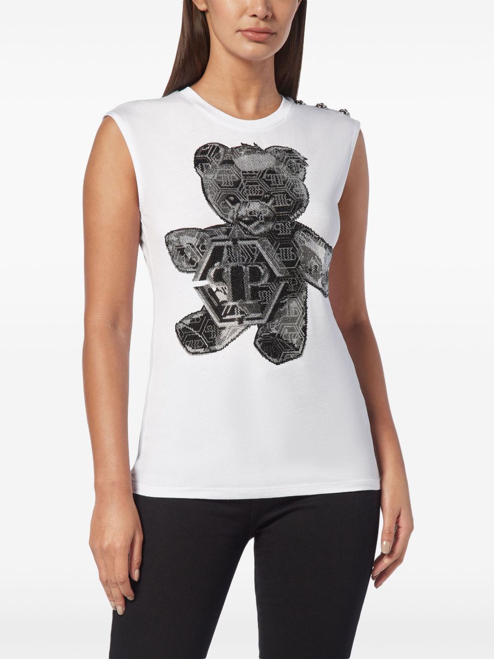 Philipp Plein crystal-embellished cotton tank top Women