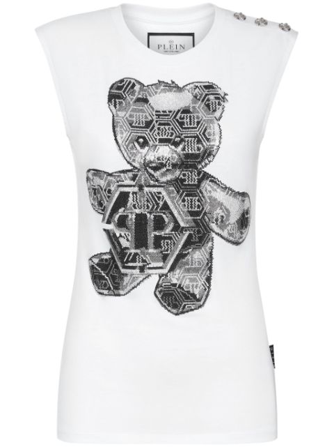 Philipp Plein crystal-embellished cotton tank top Women