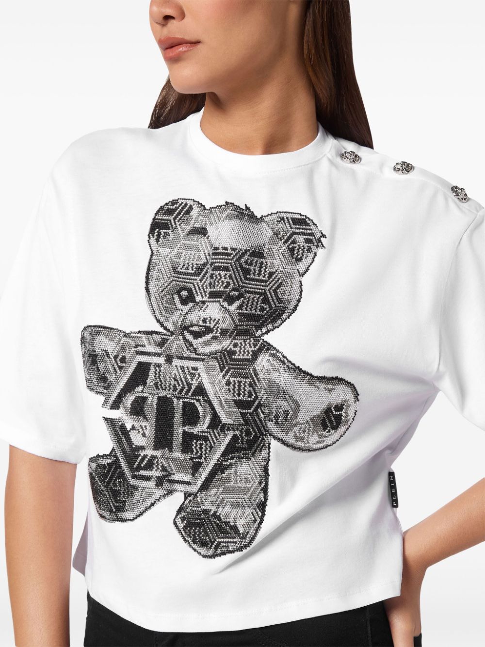 Philipp Plein teddy bear-print cropped T-shirt Women