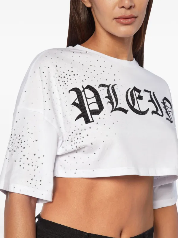 Philipp Plein crystal-embellished Cropped T-shirt | White