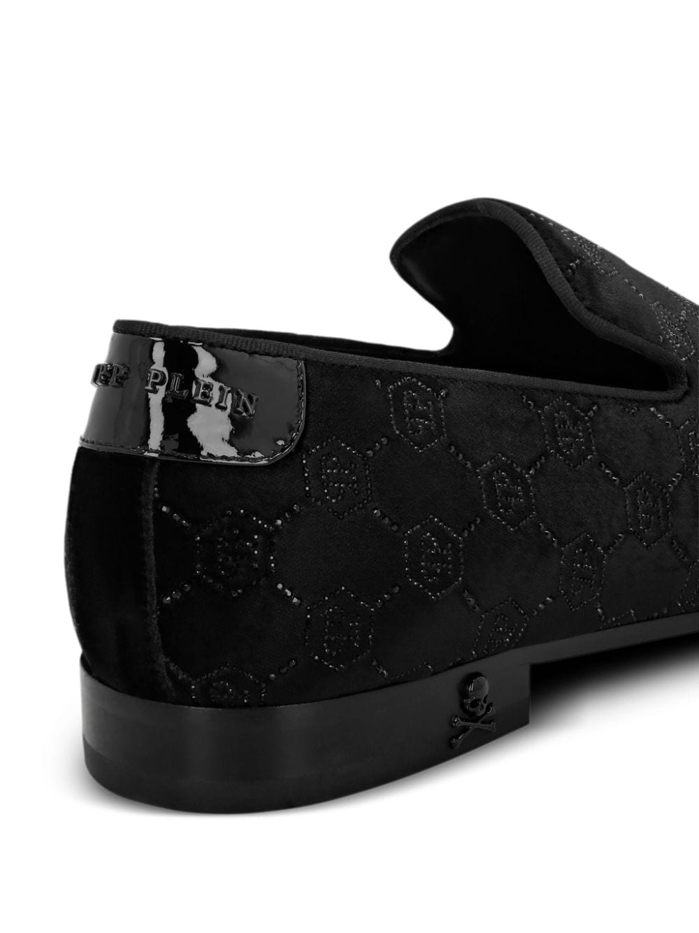 Shop Philipp Plein Monogram Velvet Loafers In Schwarz