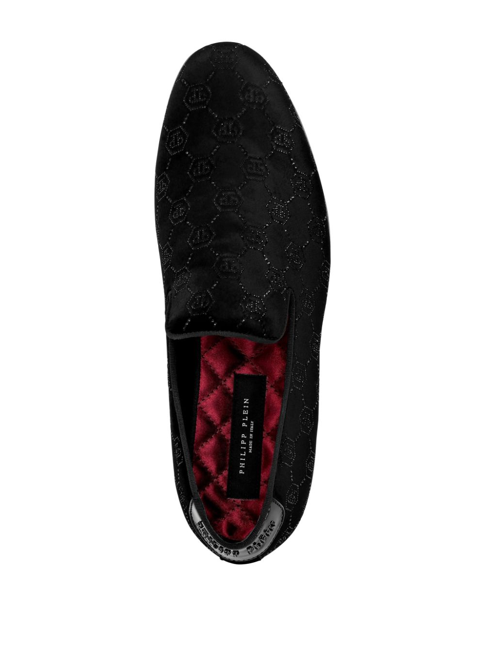 Shop Philipp Plein Monogram Velvet Loafers In Schwarz