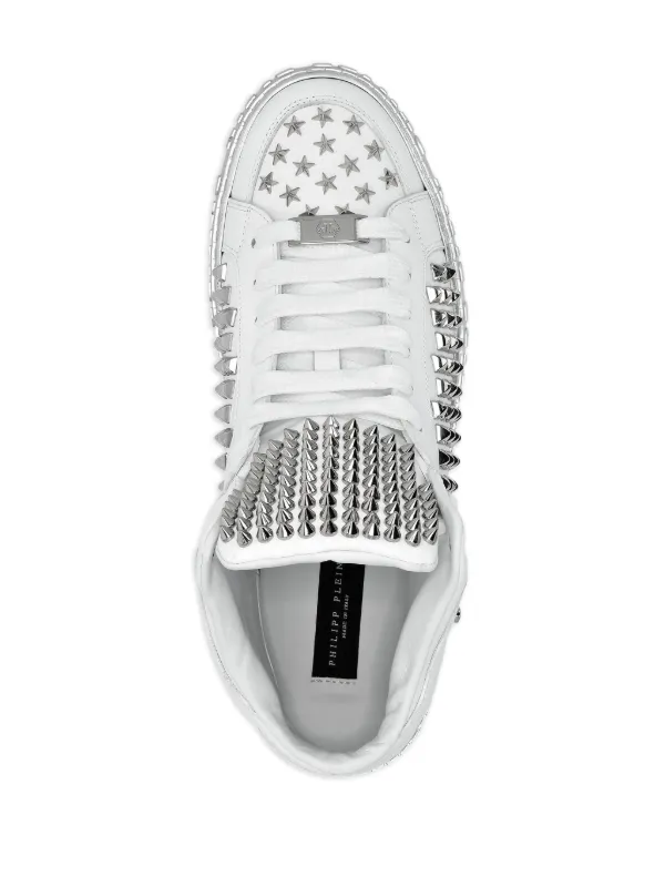 Philipp Plein stud-detail Leather Sneakers | White | FARFETCH