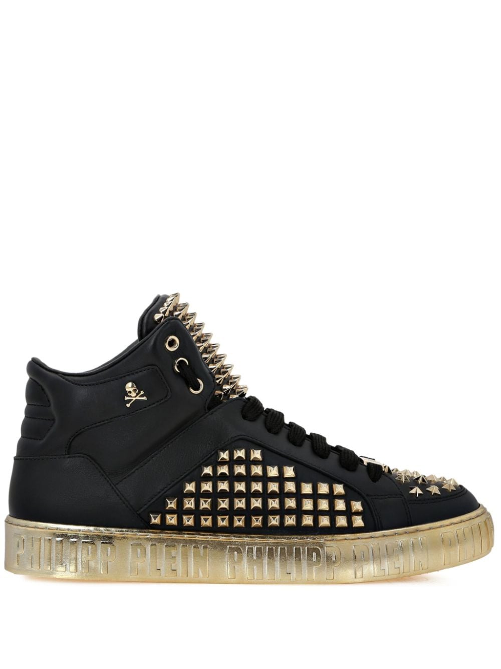 Philipp Plein Mid-Top Leather Sneakers Black