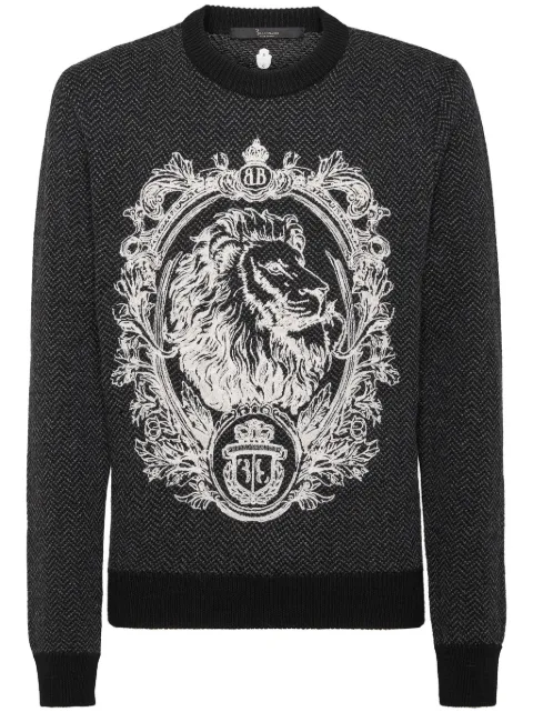 Billionaire Lion-embroidered jumper
