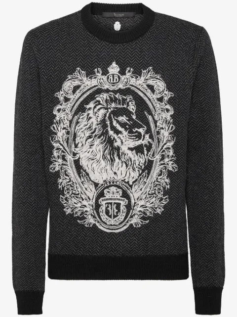 Billionaire Lion-embroidered jumper