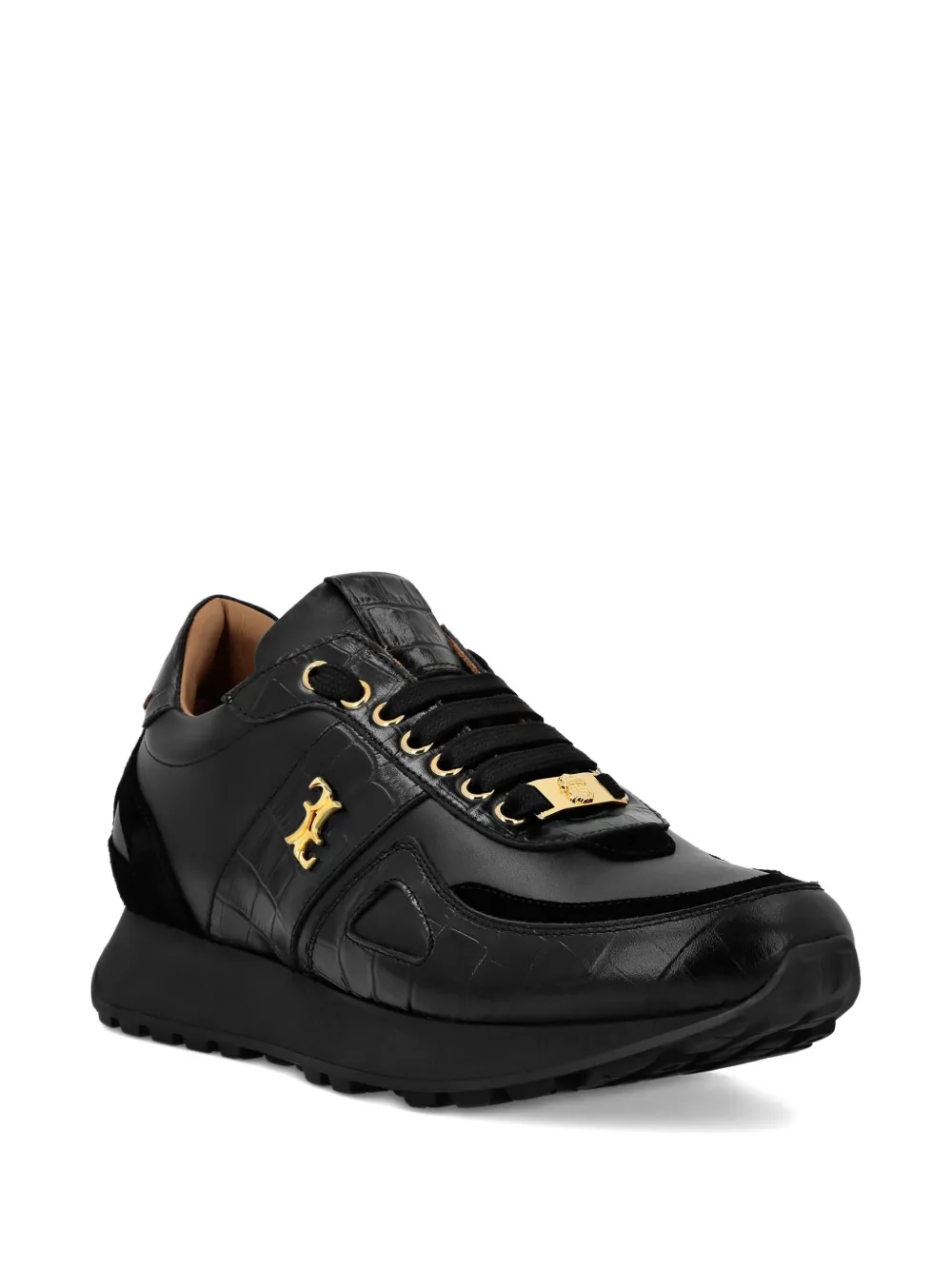 Billionaire crocodile-embossed leather sneakers Zwart