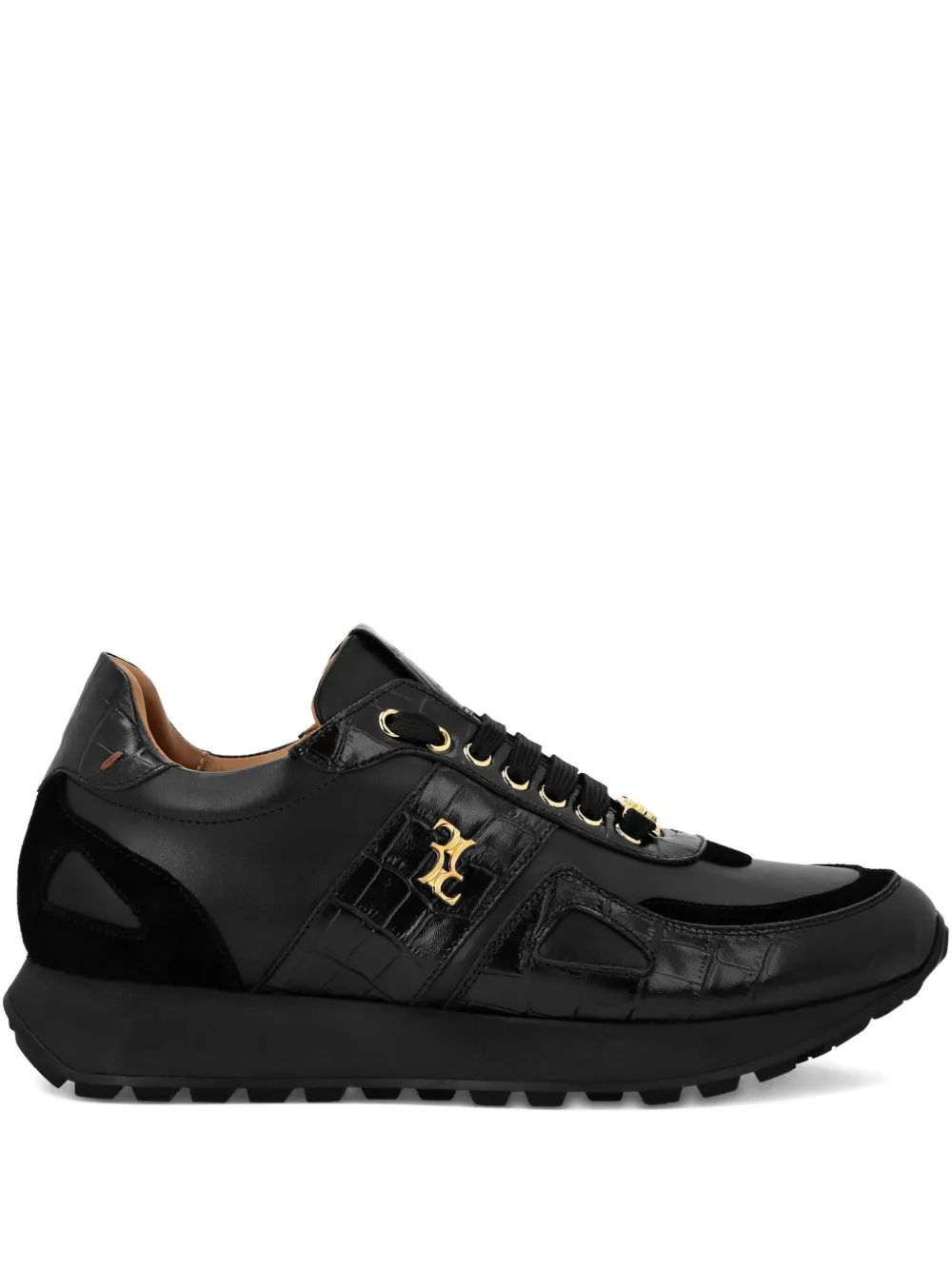 Billionaire crocodile-embossed leather sneakers Zwart