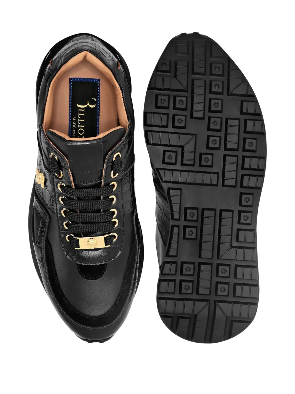 Billionaire crocodile-embossed leather sneakers Zwart