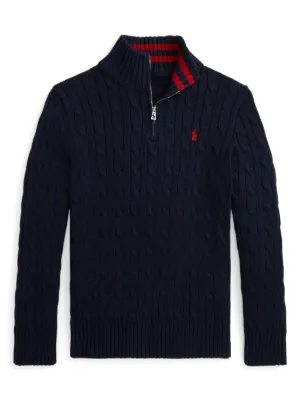 POLO RALPH LAUREN KIDS cable-knit half-zip Sweater | Red | FARFETCH ID