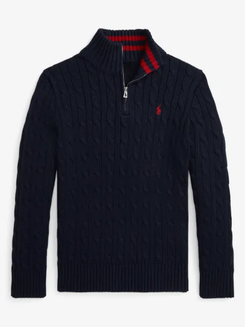 POLO RALPH LAUREN KIDS Polo Pony-embroidered cotton cardigan