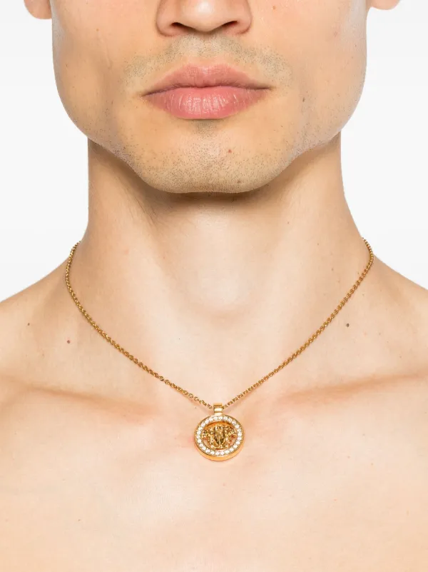 【関税&送料込】Versace Collana La Medusa Crystal La Medusa Greca Necklace Gold,White | VERSACE CA