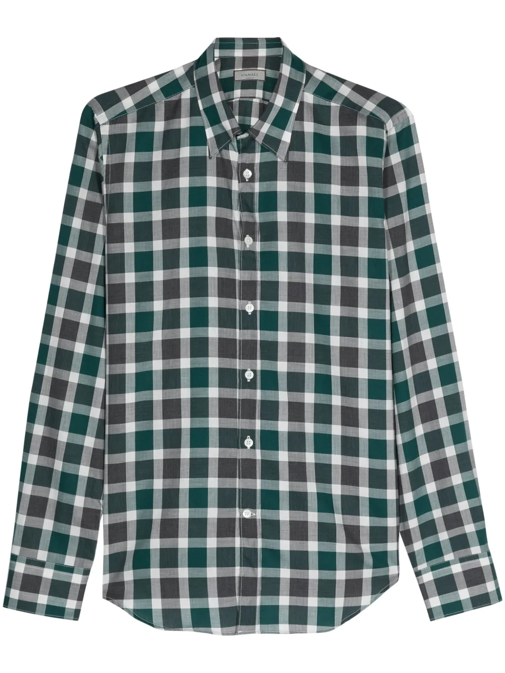 Canali check-pattern cotton shirt | Green | Image 1