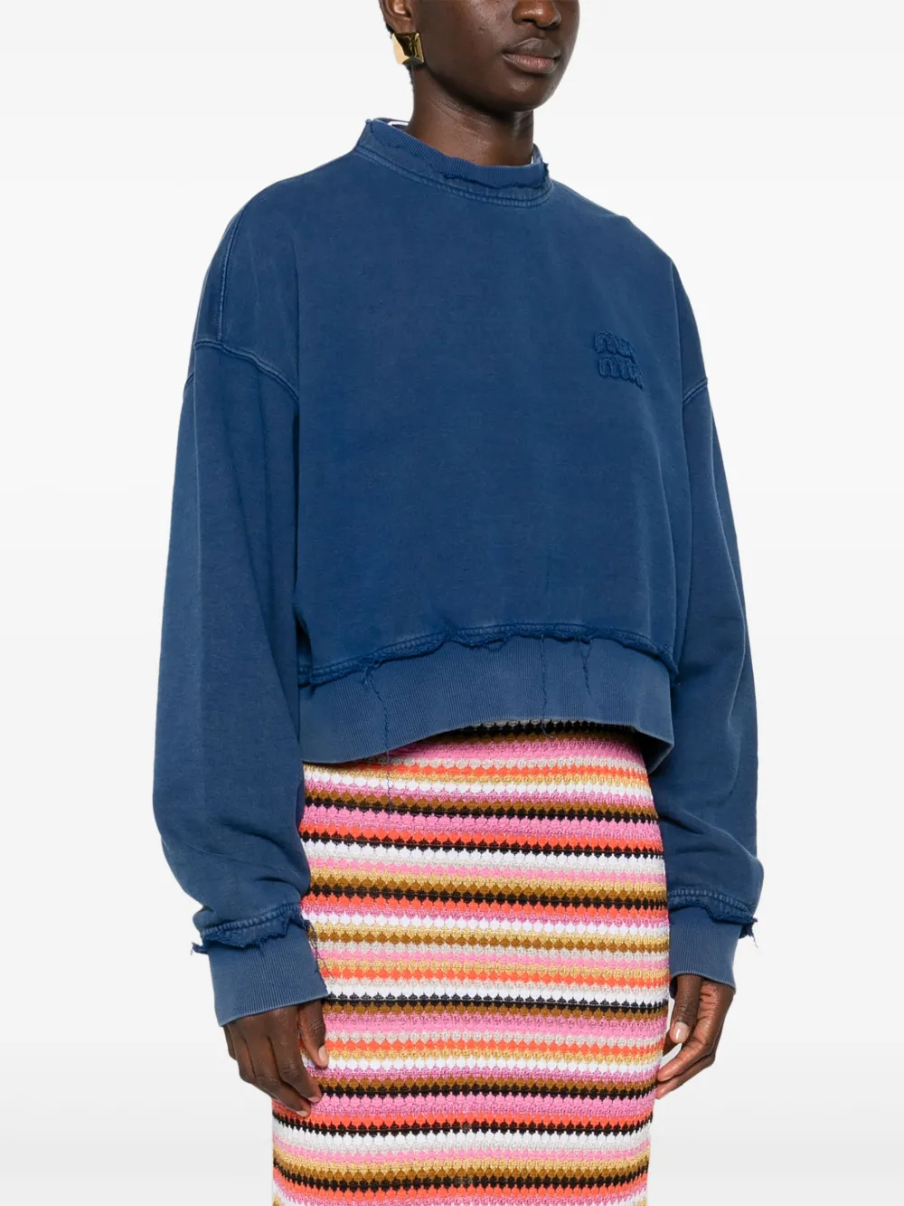 Rep Miu Miu logo-patches cotton sweatshirt Women