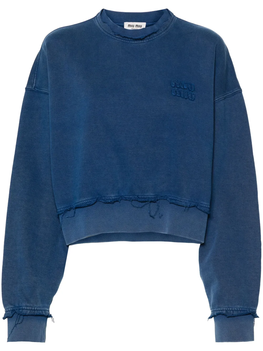 Miu Miu Sweatshirt Mit Logo-patches In Blue