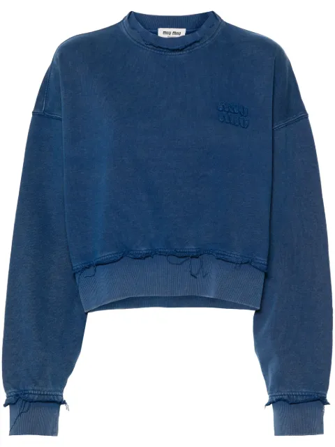 Miu Miu logo-patches cotton sweatshirt