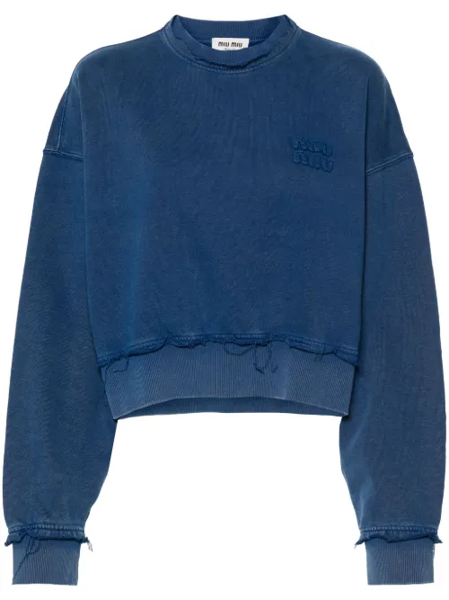 Sweat en coton à patchs logo - Miu Miu - Modalova