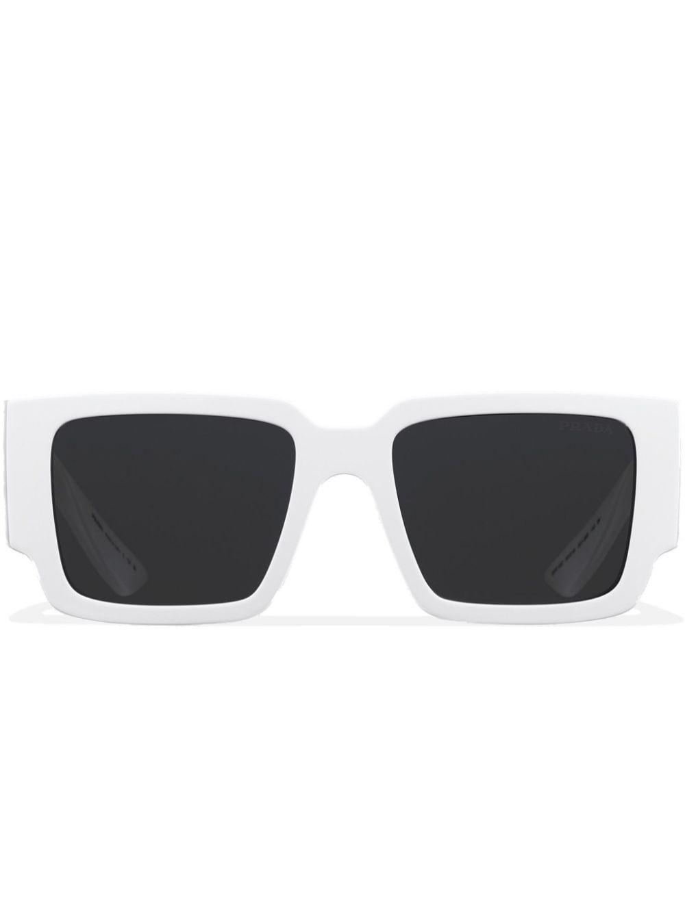Prada Logo-lettering Square-frame Sunglasses In White