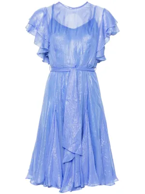 tadashi shoji fatiha floral lace and chiffon dress Tadashi Shoji Fatiha Floral-Lace Dress in Blue