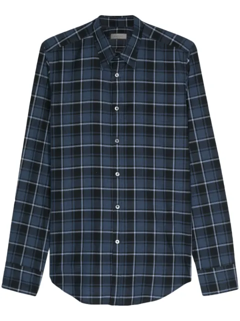 Canali check-pattern cotton shirt 