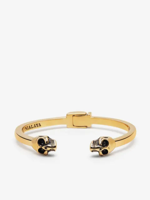 Nialaya Jewelry skull motif gold plated bracelet