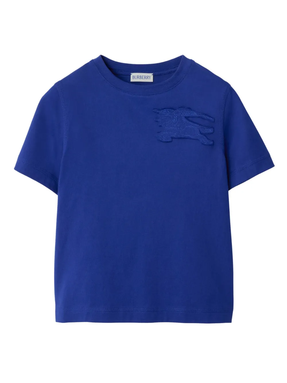 Burberry Kids' Logo-embroidered Cotton T-shirt In Blue